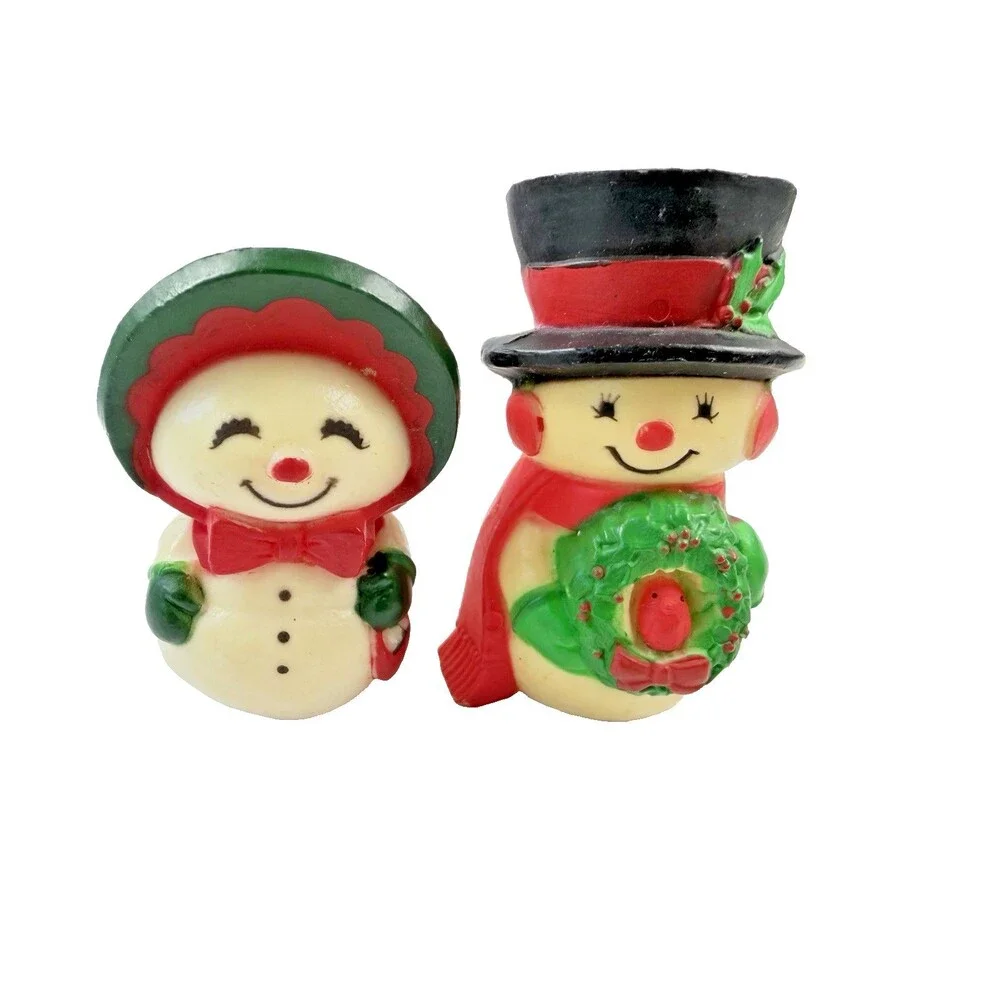 Vintage Hallmark Mr & Mrs Frosty Snowman Figurines Christmas Decor Set Pair